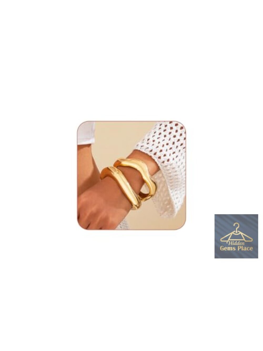 Gold Wide Chunky Hinged Cuff Bangle Bracelet Irregular Jewelry for Women
